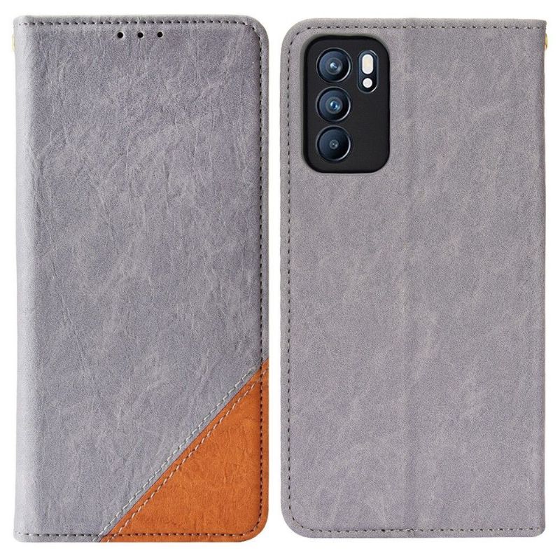 Flip Cover Oppo Reno 6 5G Hemming Læder Cover Retro Kunstlæder