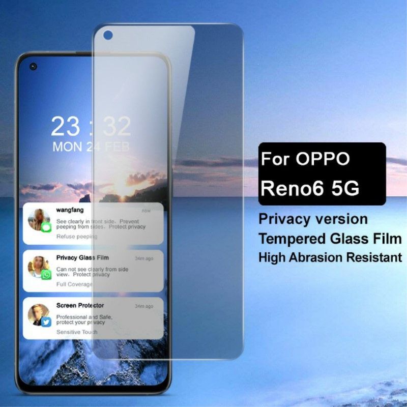 Oppo Reno 6 5G Skærmbeskytter Hærdet Glas Og Privatlivsfilter