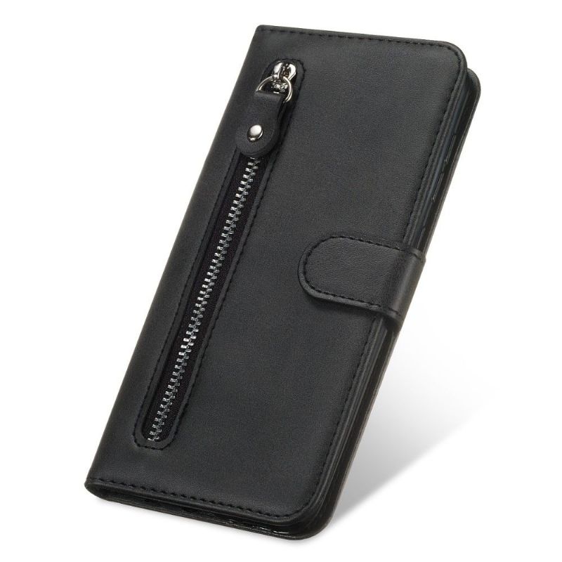 Flip Cover Xiaomi Redmi Note 8T Lædereffekt Lynlåslomme - Sort