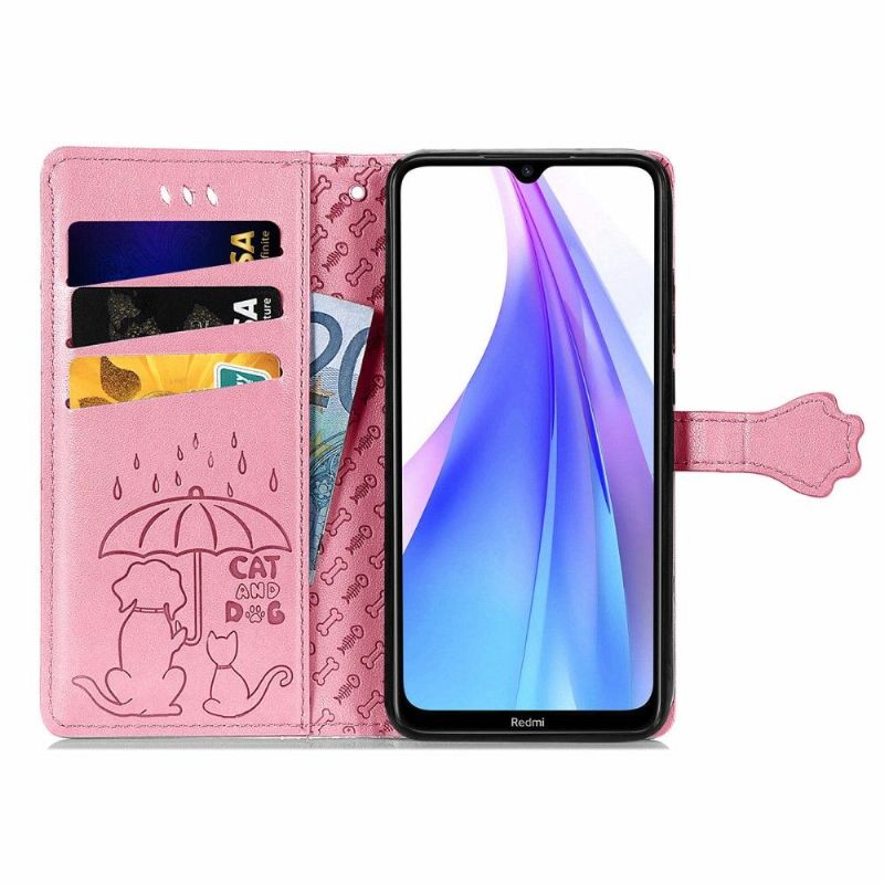 Flip Cover Xiaomi Redmi Note 8T Lædereffekt Prægede Dyr