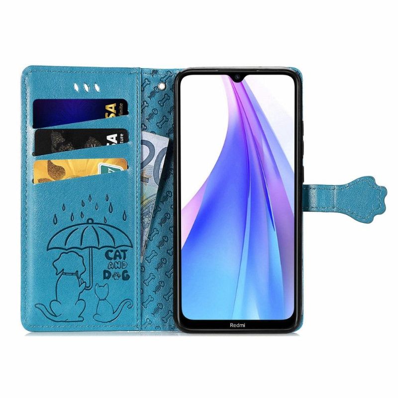 Flip Cover Xiaomi Redmi Note 8T Lædereffekt Prægede Dyr