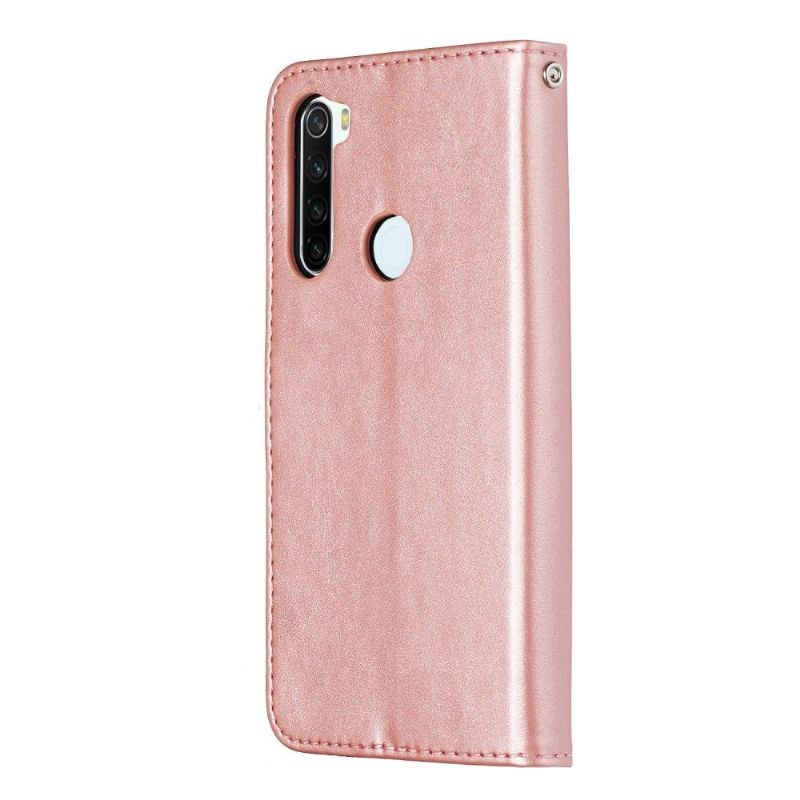 Læder Cover Xiaomi Redmi Note 8T Original Lædereffekt Med Lynlåslomme - Rosa Guld