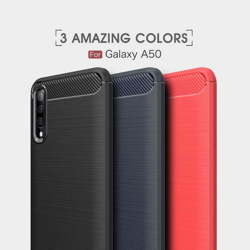 Cover Samsung Galaxy A50 Hemming Carbon Børstet Gel