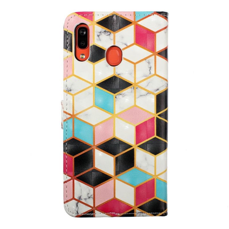 Læder Cover Samsung Galaxy A20e Geometrisk Design