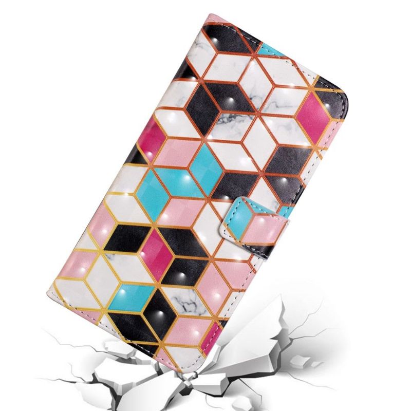 Læder Cover Samsung Galaxy A20e Geometrisk Design