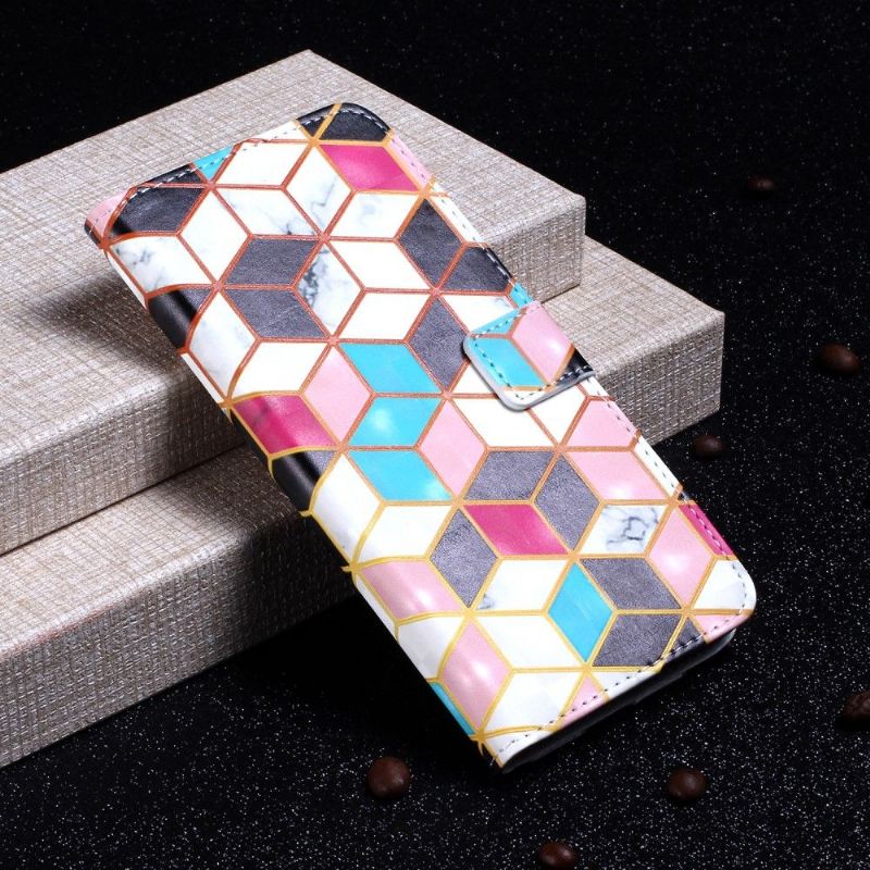 Læder Cover Samsung Galaxy A20e Geometrisk Design