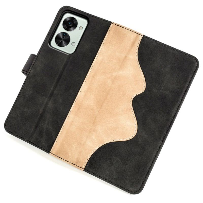 Læder Cover OnePlus Nord 2T 5G Flip Cover Bicolor Folio Stand