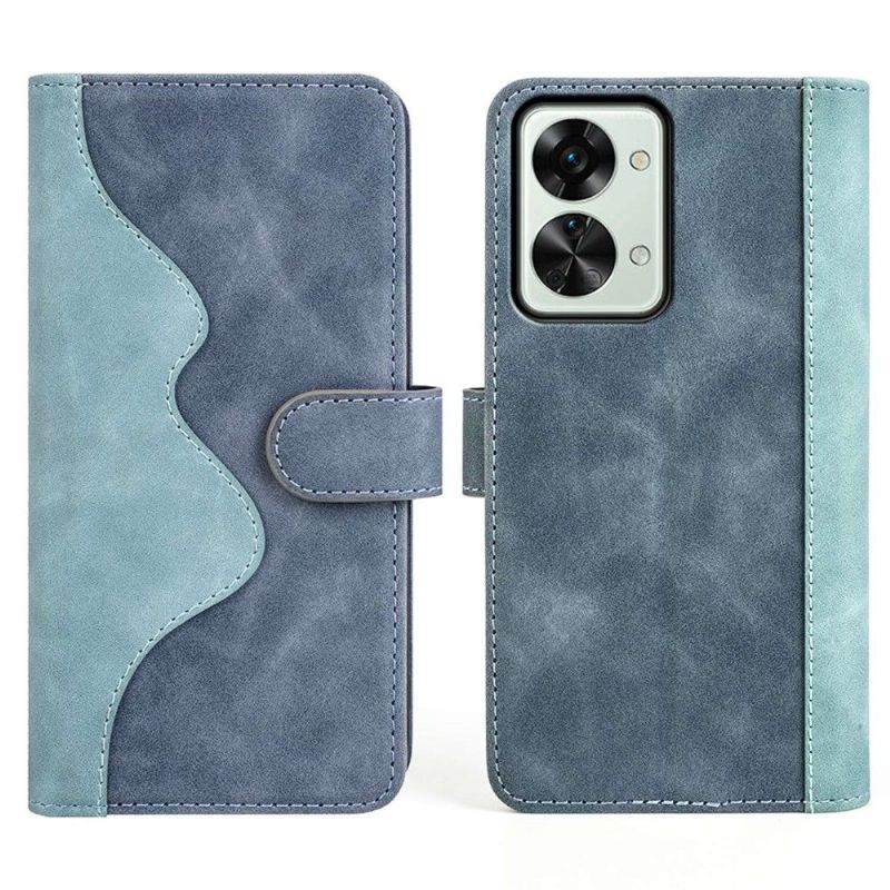 Læder Cover OnePlus Nord 2T 5G Flip Cover Bicolor Folio Stand