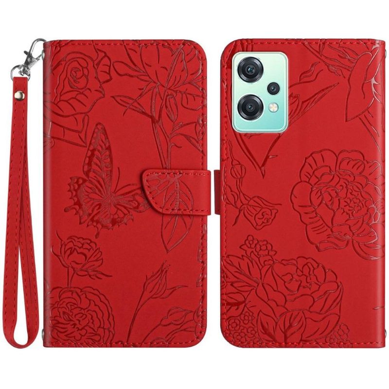 Flip Cover OnePlus Nord CE 2 Lite 5G Illustration Af Sommerfugl Og Blomster