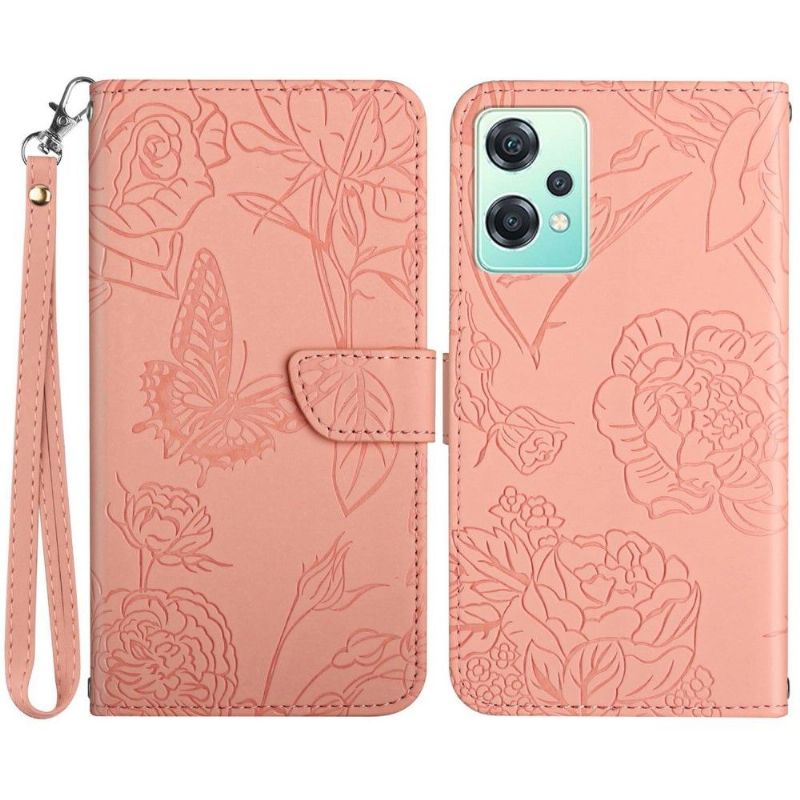 Flip Cover OnePlus Nord CE 2 Lite 5G Illustration Af Sommerfugl Og Blomster