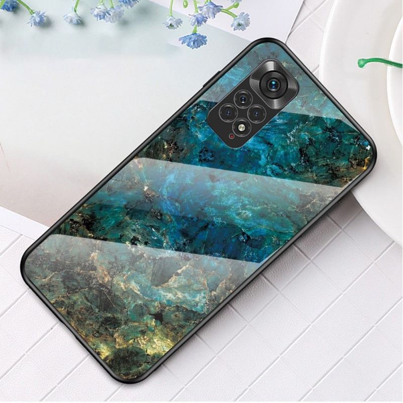 Cover Xiaomi Redmi Note 11 / Note 11S Havmarmor Hærdet Glas