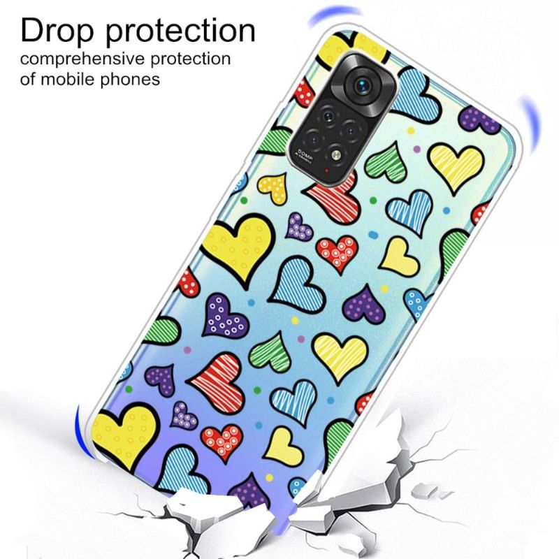 Cover Xiaomi Redmi Note 11 / Note 11S Hemming Farvede Hjerter