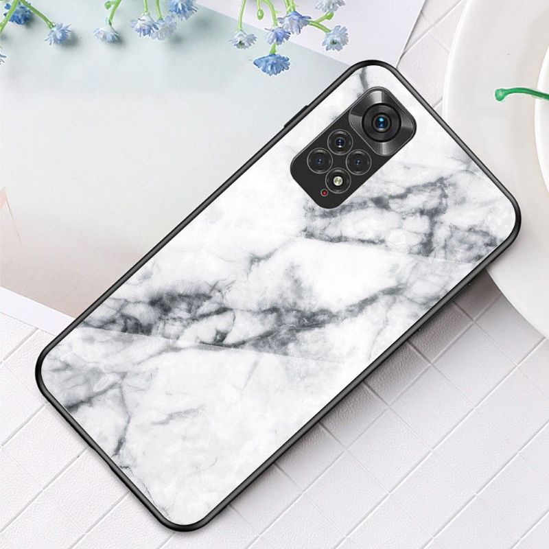 Cover Xiaomi Redmi Note 11 / Note 11S Hemming Lina Marmor Hærdet Glas