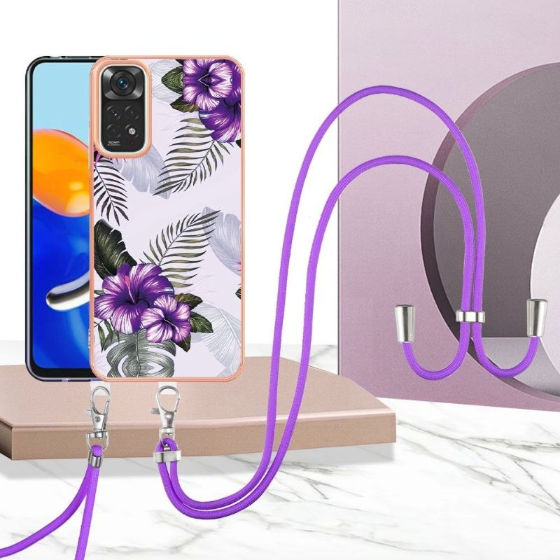 Cover Xiaomi Redmi Note 11 / Note 11S Hemming Med Snor Eksotiske Blomster