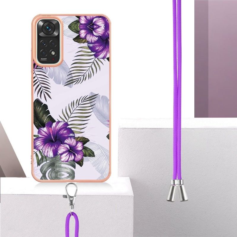 Cover Xiaomi Redmi Note 11 / Note 11S Hemming Med Snor Eksotiske Blomster