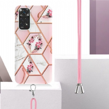 Cover Xiaomi Redmi Note 11 / Note 11S Med Snor Marmor Og Blomsterkrone