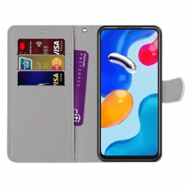 Flip Cover Xiaomi Redmi Note 11 / Note 11S Blå Og Lyserøde Sommerfugle