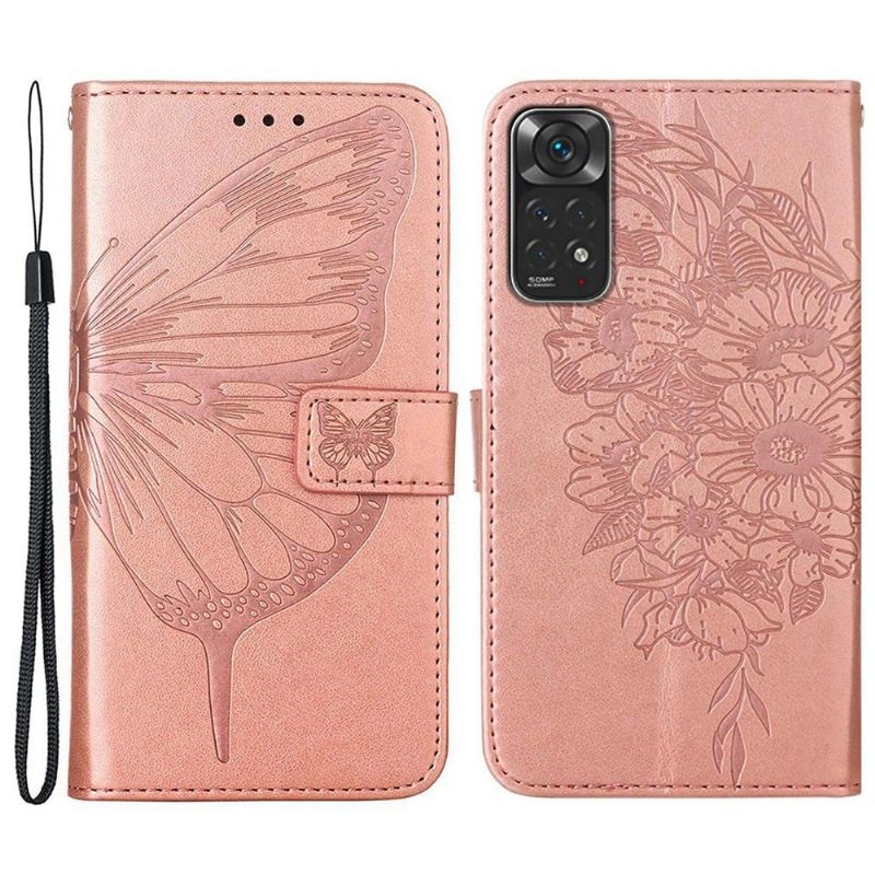 Flip Cover Xiaomi Redmi Note 11 / Note 11S Kortholder Til Sommerfugleblomst