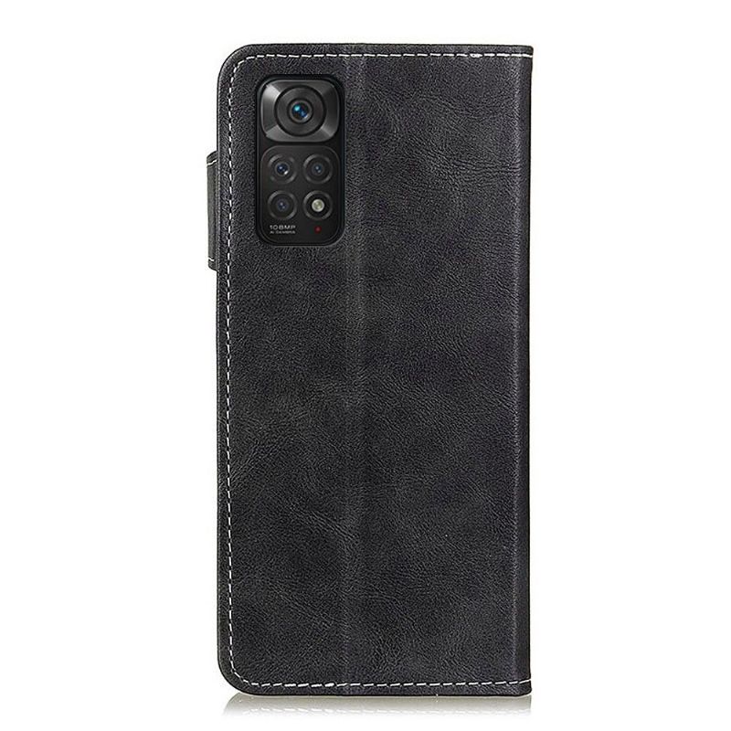 Flip Cover Xiaomi Redmi Note 11 / Note 11S S Form Lædereffekt Udsatte Sømme