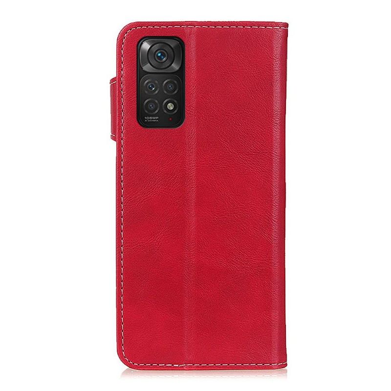 Flip Cover Xiaomi Redmi Note 11 / Note 11S S Form Lædereffekt Udsatte Sømme