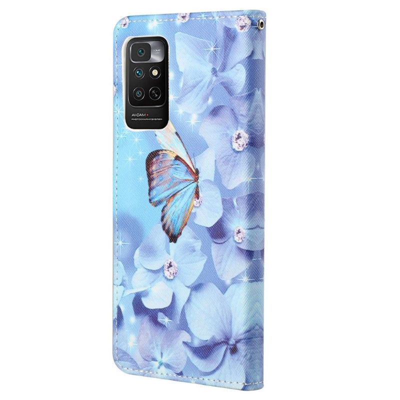 Flip Cover Xiaomi Redmi Note 11 / Note 11S Sommerfugl Og Blå Blomster