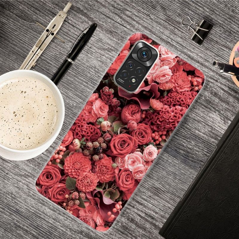 Mobilcover Xiaomi Redmi Note 11 / Note 11S Rød Blomst