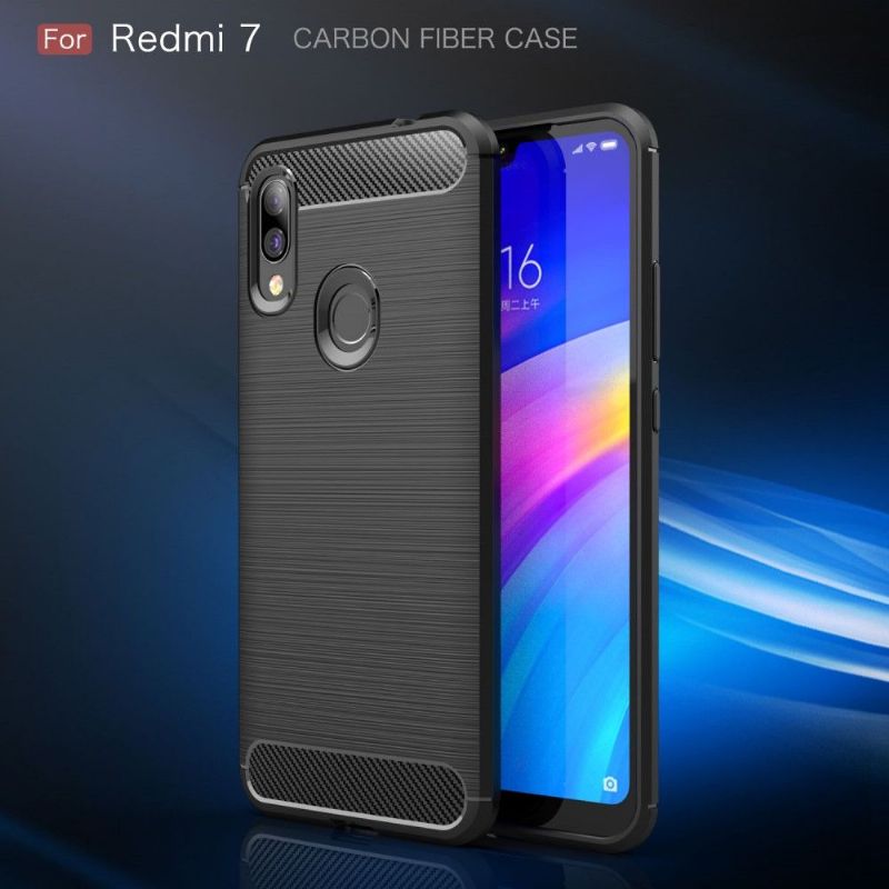 Cover Xiaomi Redmi 7 Hemming Carbon Børstet Gel