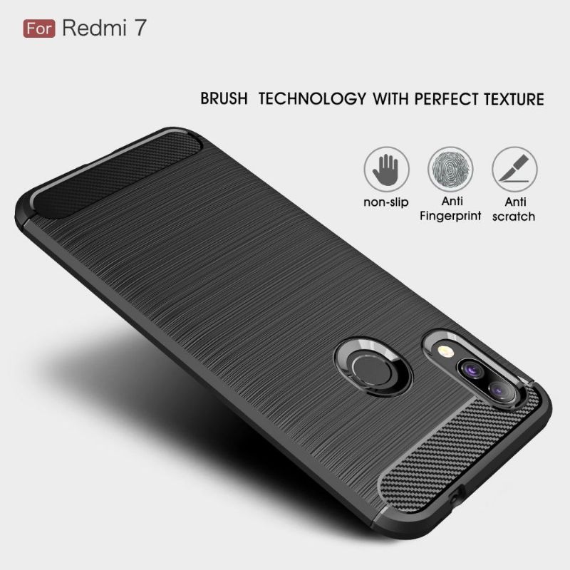 Cover Xiaomi Redmi 7 Hemming Carbon Børstet Gel