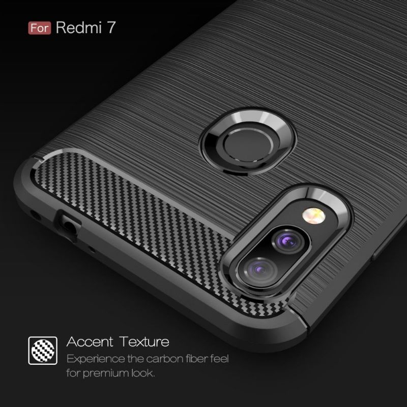 Cover Xiaomi Redmi 7 Hemming Carbon Børstet Gel