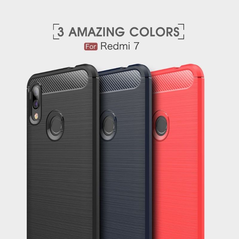 Cover Xiaomi Redmi 7 Hemming Carbon Børstet Gel