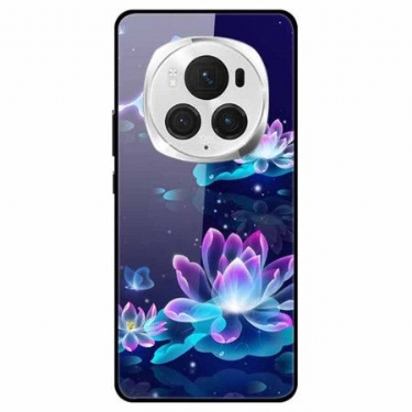 Cover Honor Magic 6 Pro Telefon Etui Lysende Lotus Hærdet Glas