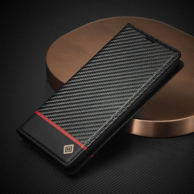 Flip Cover Samsung Galaxy S21 Ultra 5G Carbon Fiber Læder Effekt - M1