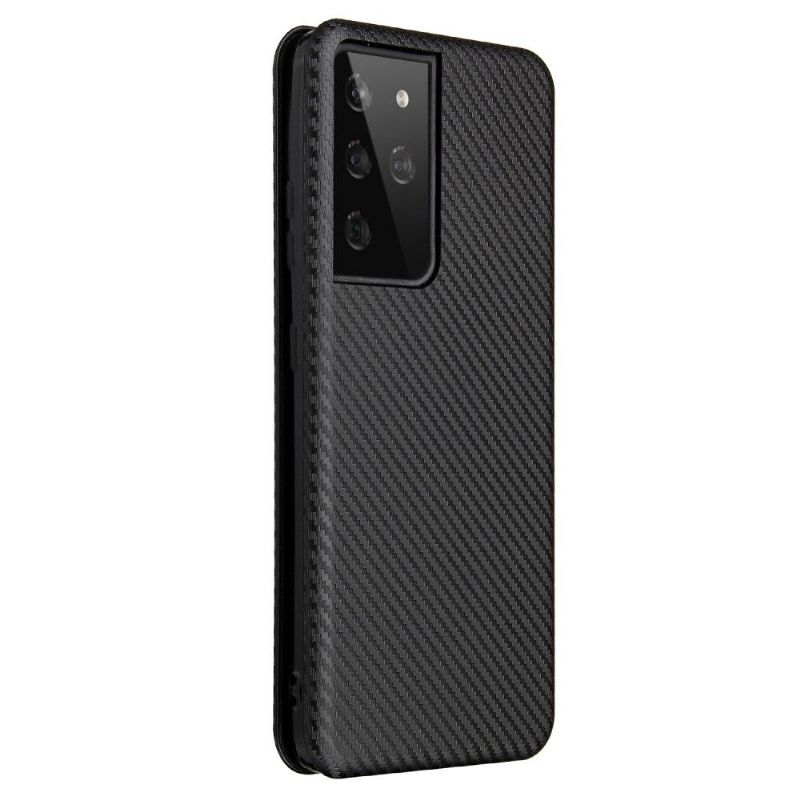 Flip Cover Samsung Galaxy S21 Ultra 5G Carbon Fiber Style Imiteret Læder