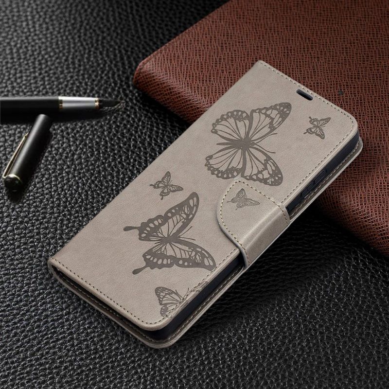 Flip Cover Samsung Galaxy S21 Ultra 5G Hemming Supportfunktion Sommerfugle