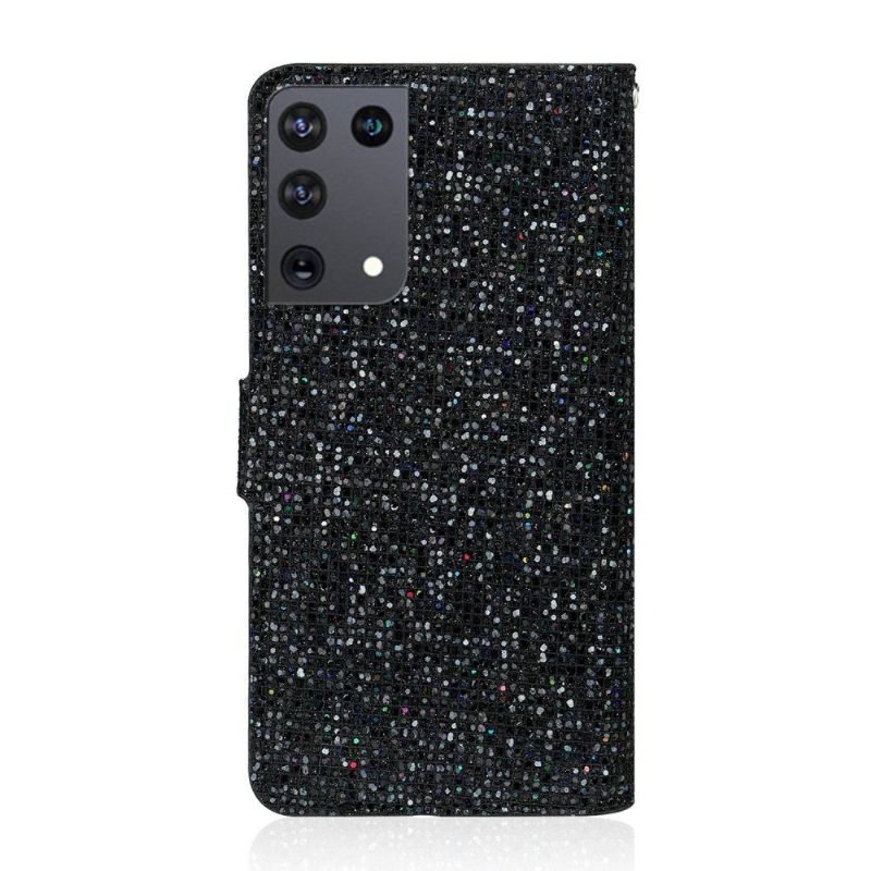 Læder Cover Samsung Galaxy S21 Ultra 5G Glitterkortholder