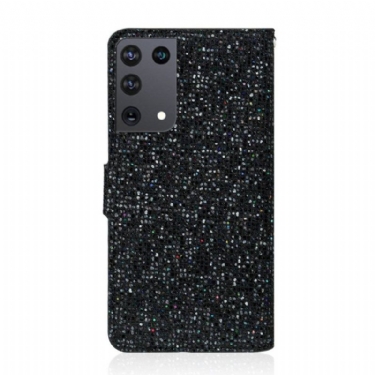 Læder Cover Samsung Galaxy S21 Ultra 5G Glitterkortholder