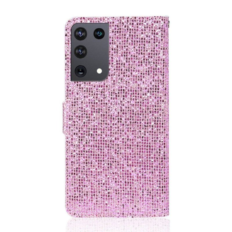 Læder Cover Samsung Galaxy S21 Ultra 5G Glitterkortholder