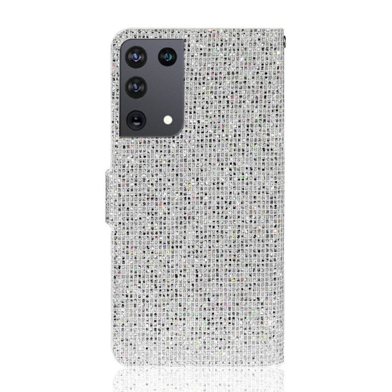 Læder Cover Samsung Galaxy S21 Ultra 5G Glitterkortholder