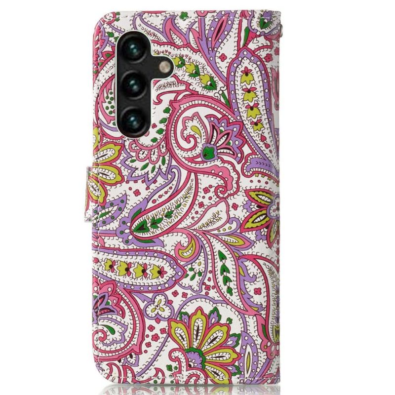 Læder Cover Samsung Galaxy A13 5G Paisley Blomst