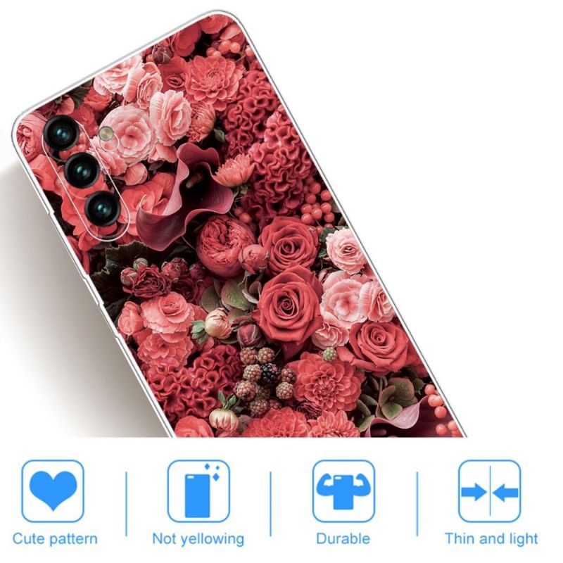 Mobilcover Samsung Galaxy A13 5G Rød Blomst