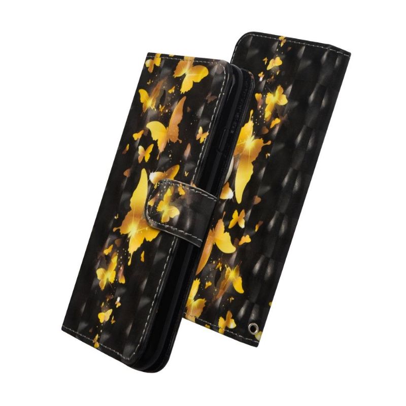 Flip Cover Huawei Y6 2019 Gyldne Sommerfugle