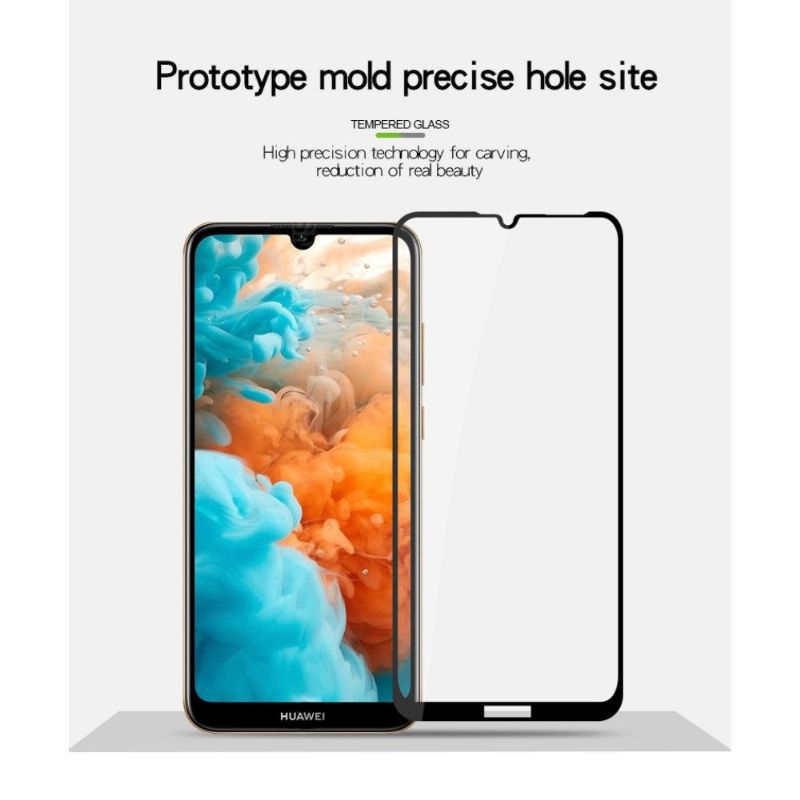 Huawei Y6 2019 - Fuld Størrelse Hærdet Glas Skærmbeskytter - Sort