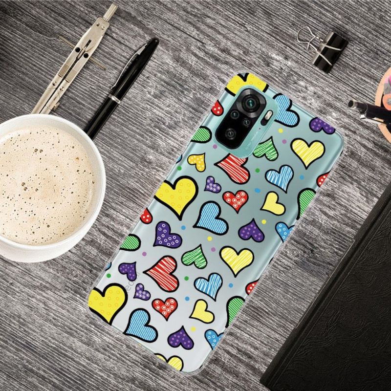 Cover Xiaomi Redmi Note 10 Hemming Farvede Hjerter