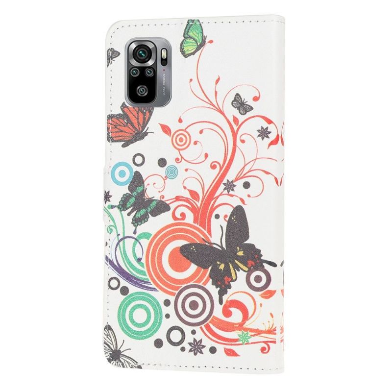 Flip Cover Xiaomi Redmi Note 10 Retro Sommerfugle