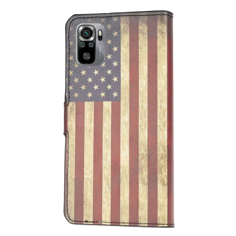 Læder Cover Xiaomi Redmi Note 10 Vintage Amerikansk Flag