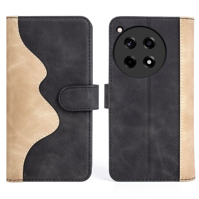 Læder Cover Oneplus 12r Telefon Etui Tofarvet Design