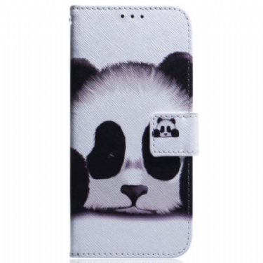 Læder Cover Honor Magic 5 Lite Med Snor Strappy Panda