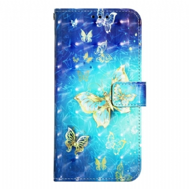 Flip Cover Samsung Galaxy A14 / A14 5G Med Snor Fantastiske String-sommerfugle