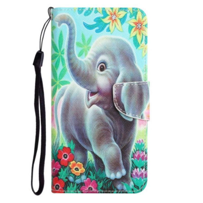 Flip Cover Samsung Galaxy A14 / A14 5G Med Snor Munter Elefant Med Snor