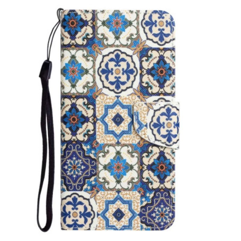 Flip Cover Samsung Galaxy A14 / A14 5G Med Snor Strappy Patchwork